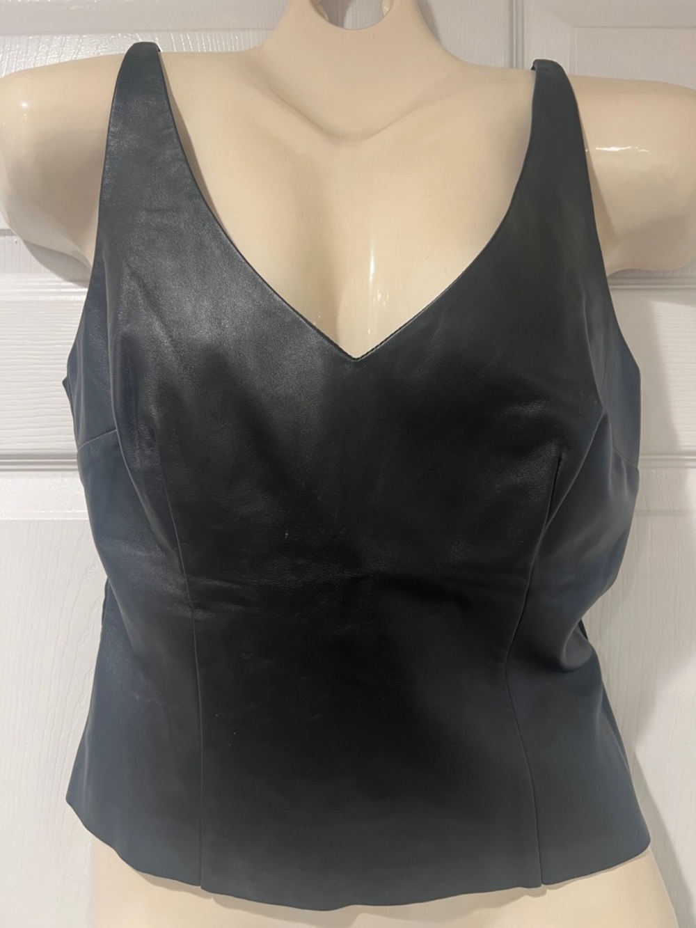 ticci tonetto Black Leather V-Neck Tank Top size M